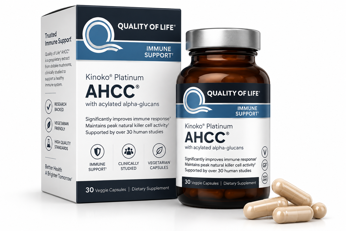 Quality of Life Premium Kinoko Platinum AHCC Herbal Supplement, 750mg