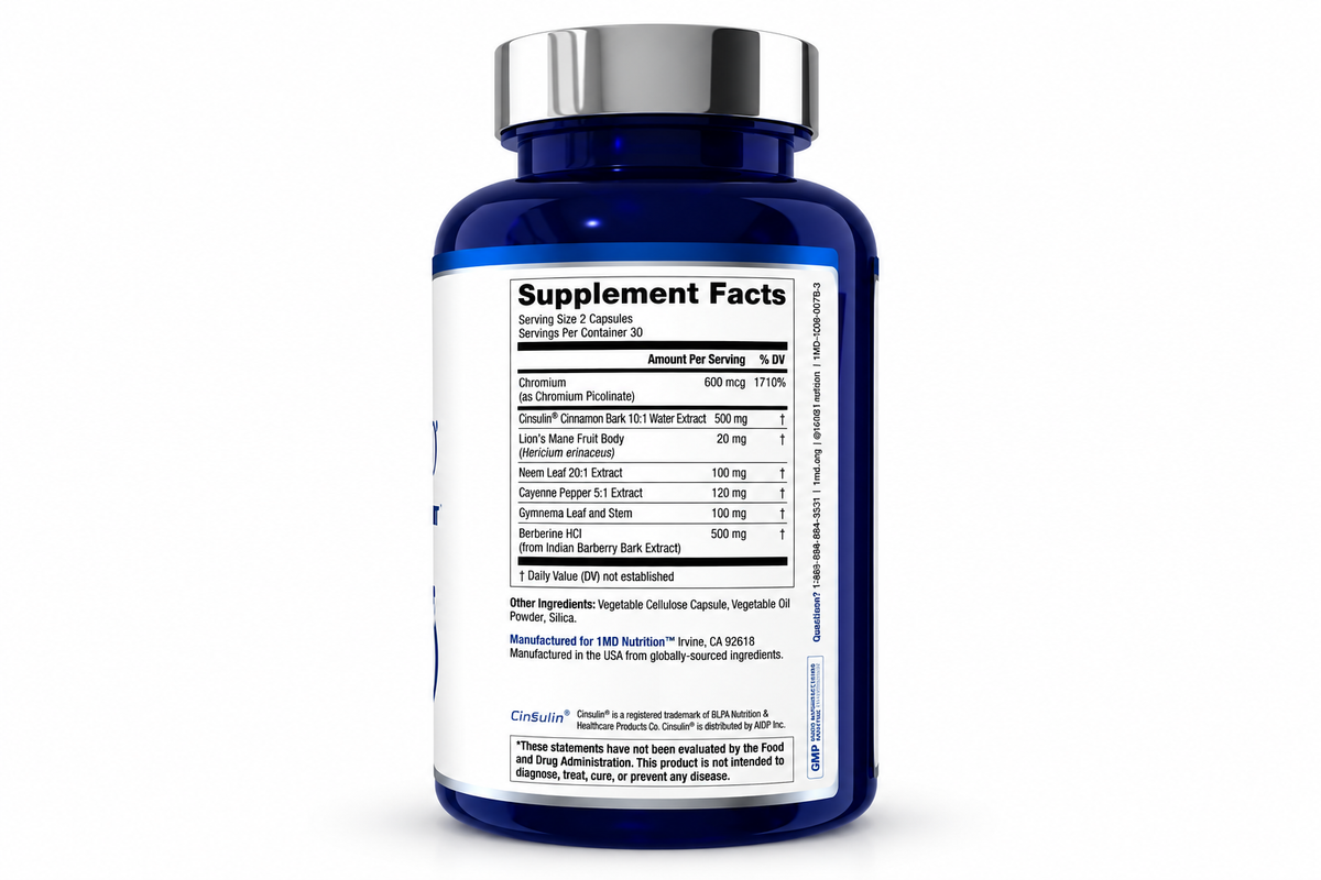 1MD Nutrition GlucoseMD - Blood Sugar Support Supplement 60 Capsules
