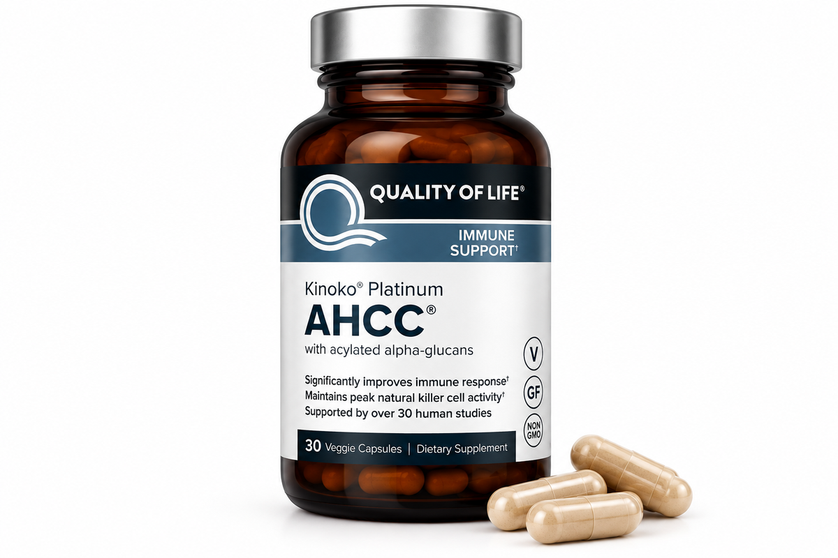 Quality of Life Premium Kinoko Platinum AHCC Herbal Supplement, 750mg