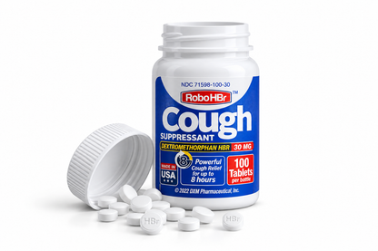 HBr Cough Suppressant 100 Tablets 30mg Dextromethorphan hbr