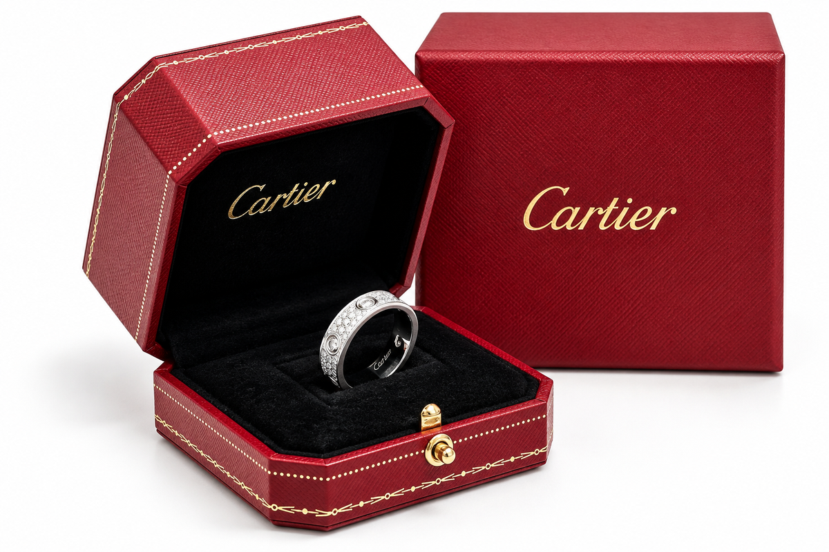 Cartier Signature Love Ring Box Red Travel Case Empty Box