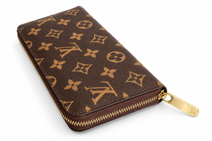 Louis Vuitton Monogram Zippy Wallet Zip Around Long Purse Brown