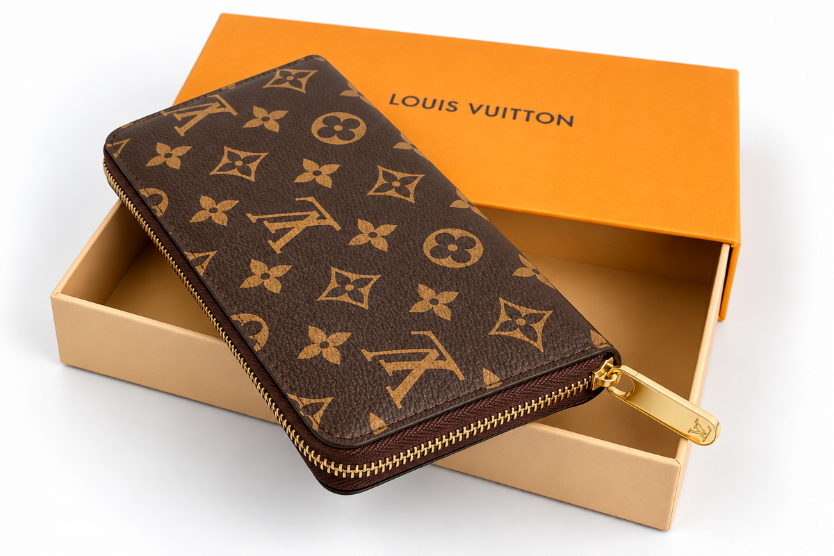 Louis Vuitton Monogram Zippy Wallet Zip Around Long Purse Brown