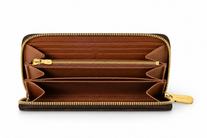 Louis Vuitton Monogram Zippy Wallet Zip Around Long Purse Brown