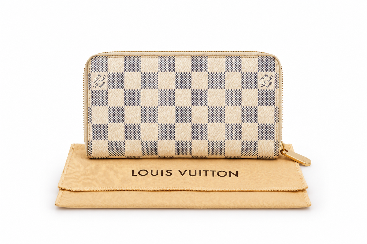 LOUIS VUITTON ZIPPY WALLET ZIP AROUND LONG PURSE iVORY