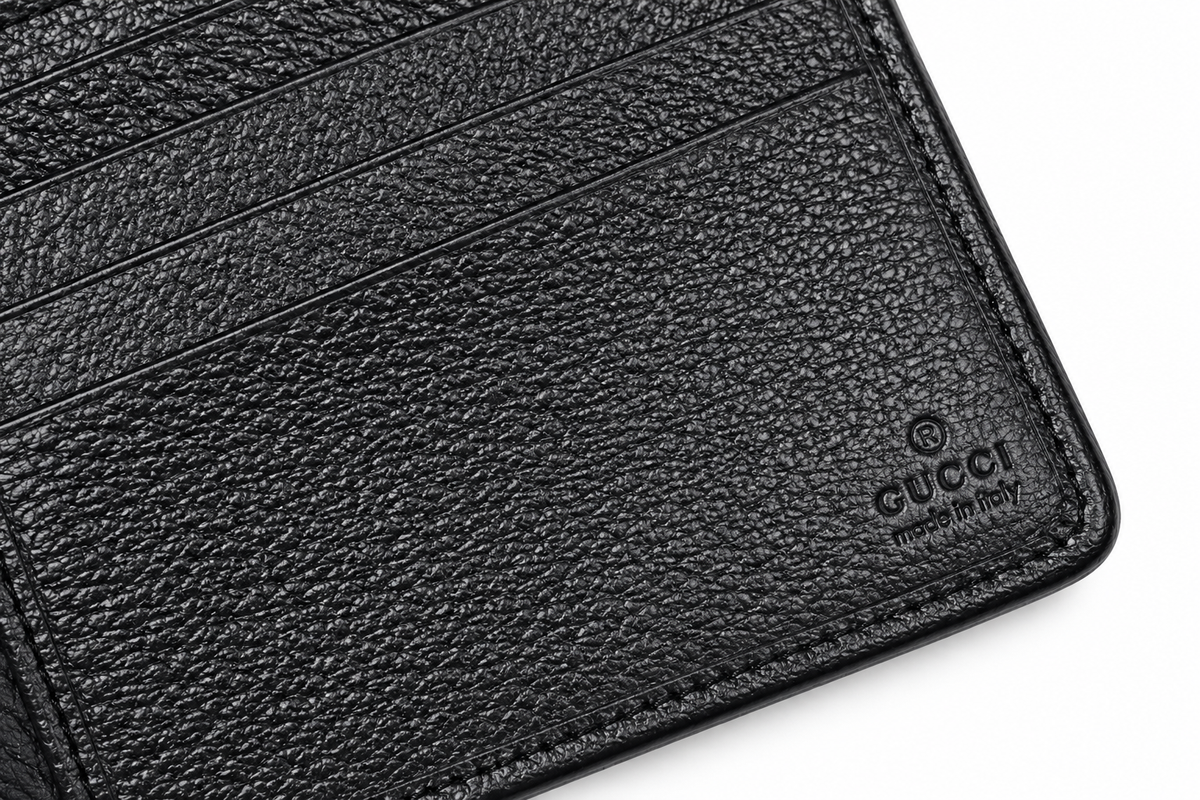 LV Leather Men Long Wallet Textured Black