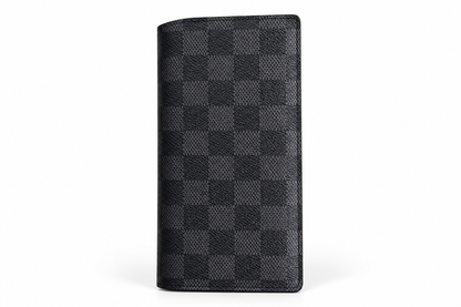 LV Leather Men Long Wallet Textured Black