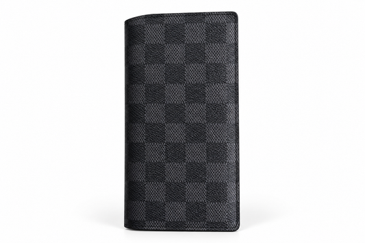 LV Leather Men Long Wallet Textured Black