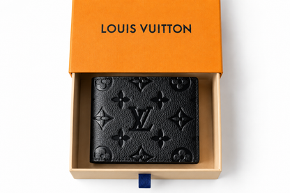 Louis Vuitton Black Bifold Logo Men's Wallet Credit Card Folding