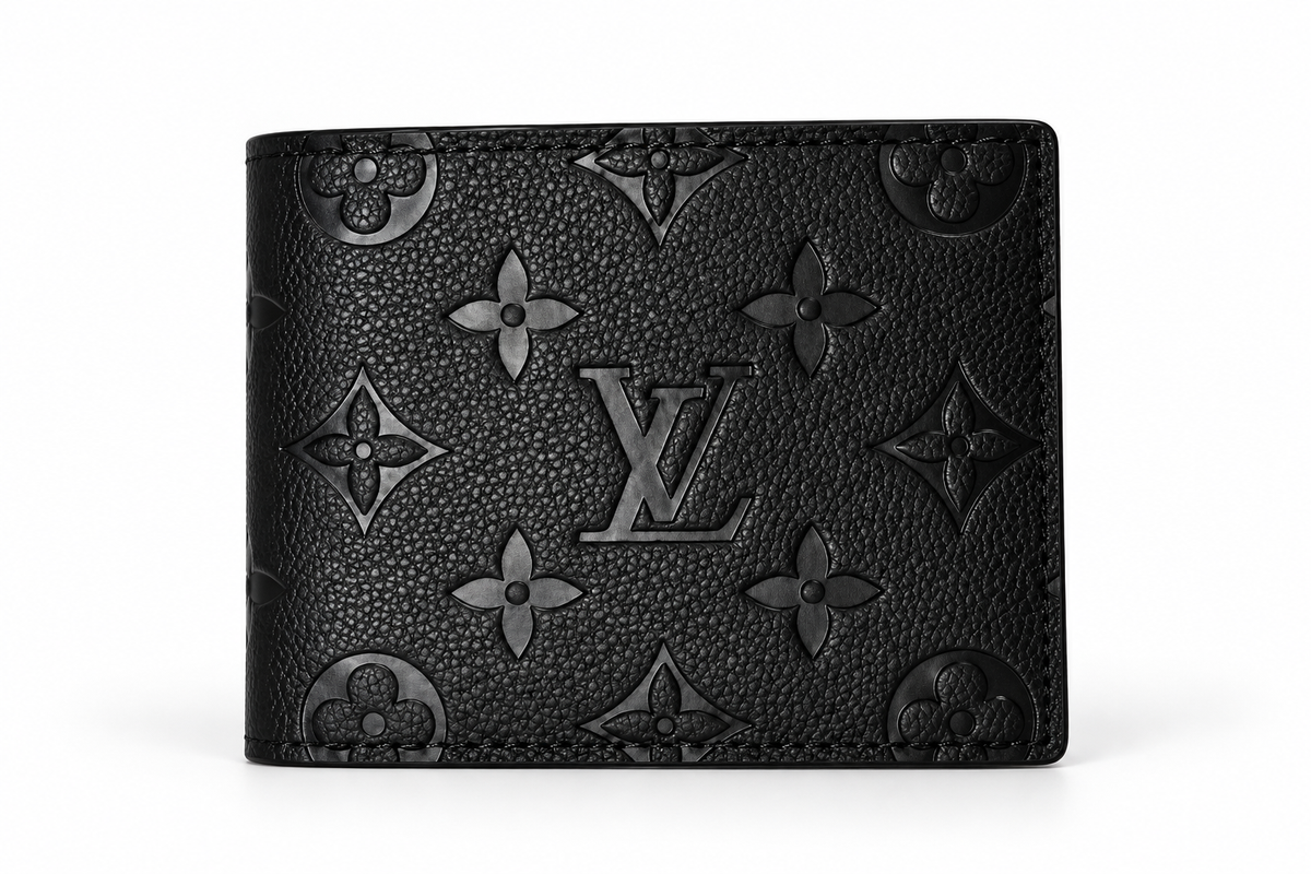 Louis Vuitton Black Bifold Logo Men's Wallet Credit Card Folding