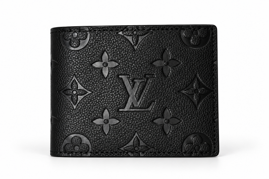 Louis Vuitton Black Bifold Logo Men's Wallet Credit Card Folding