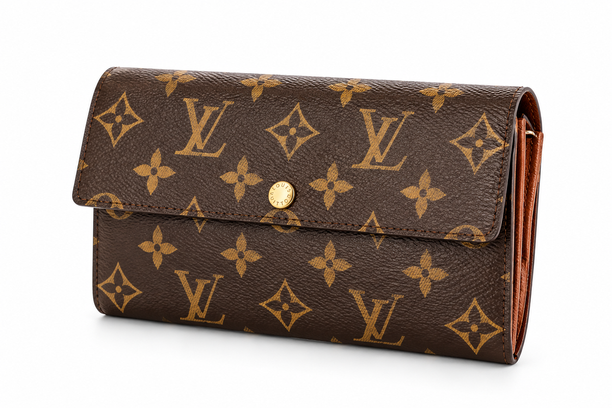 Louis Vuitton Portefeuille Sarah Monogram Long Wallet Brown Authentic