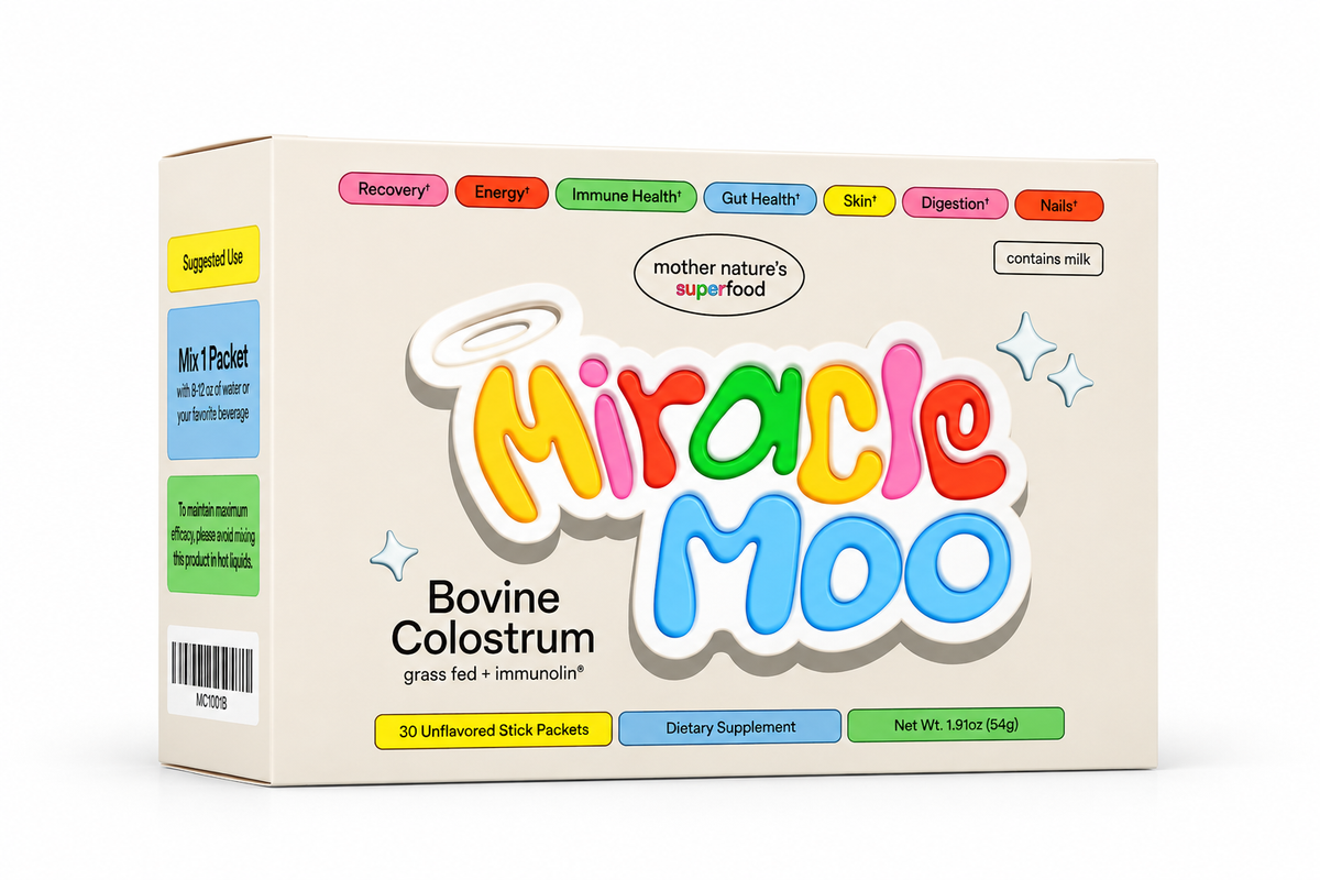 Miracle Moo Colostrum Supplement for Gut Health, Hair Growth, and Immune Support, Unflavored 60 Servings