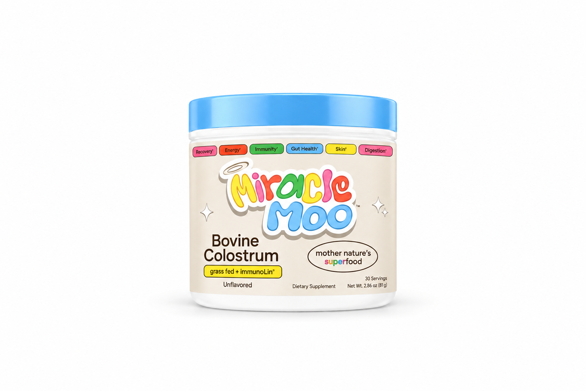 Miracle Moo Colostrum Supplement for Gut Health, Hair Growth, and Immune Support, Unflavored 60 Servings
