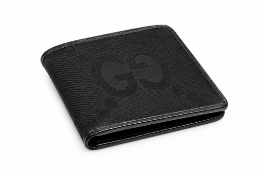 New Gucci Black Canvas Leather Jumbo GG Bi-Fold Wallet w/ Box