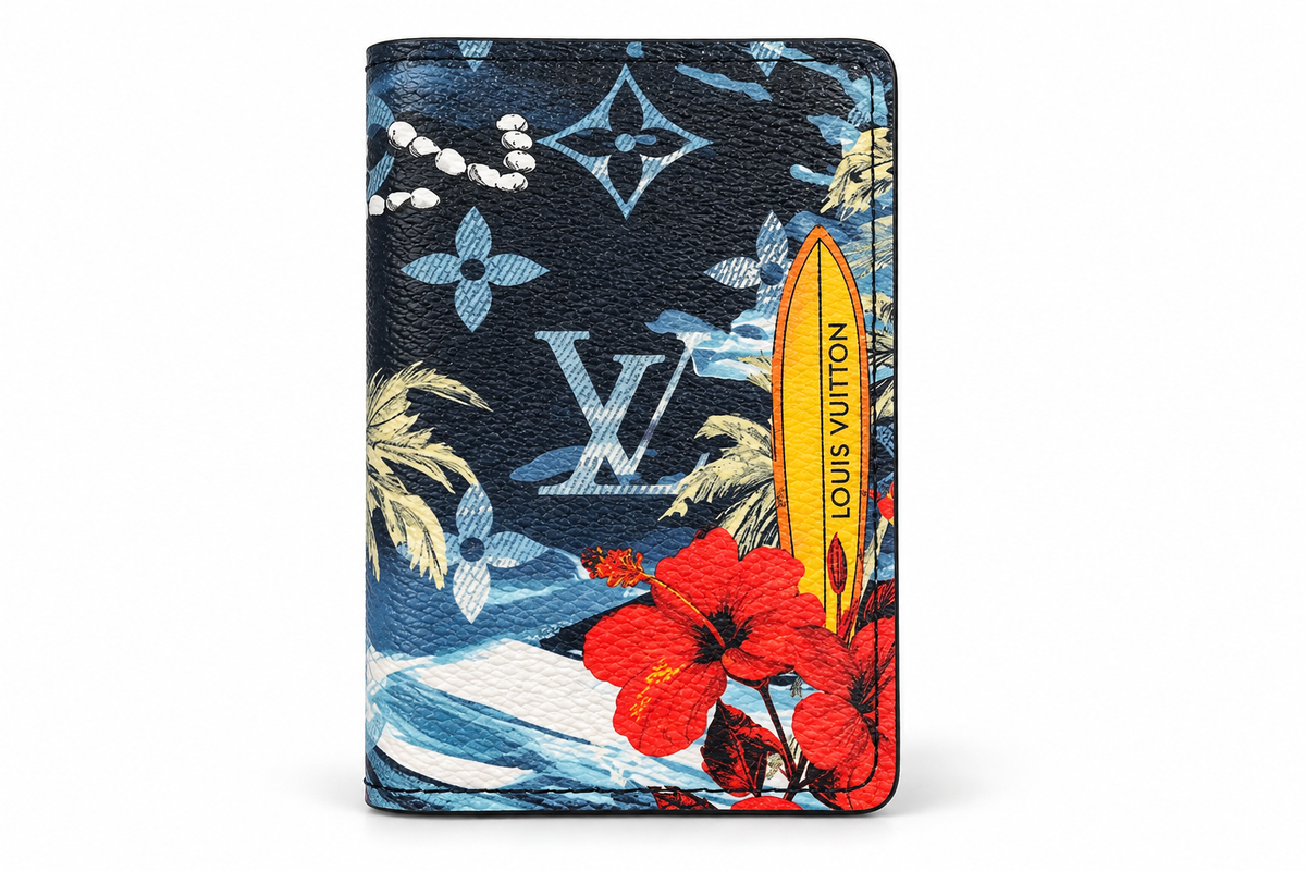 NEW Louis Vuitton Pocket Organizer Monogram Surfin’ Blue Bifold Wallet