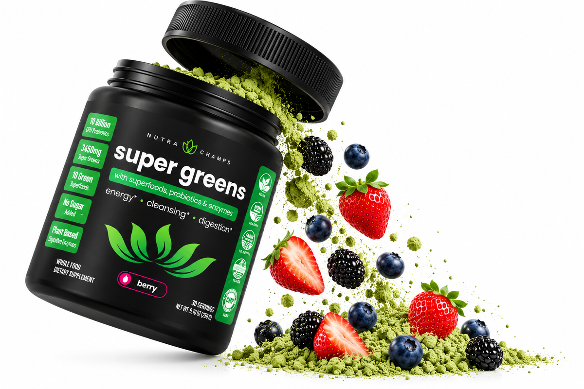 Super Greens With Superfoods, Probiotics & Enzymes, Natural Berry